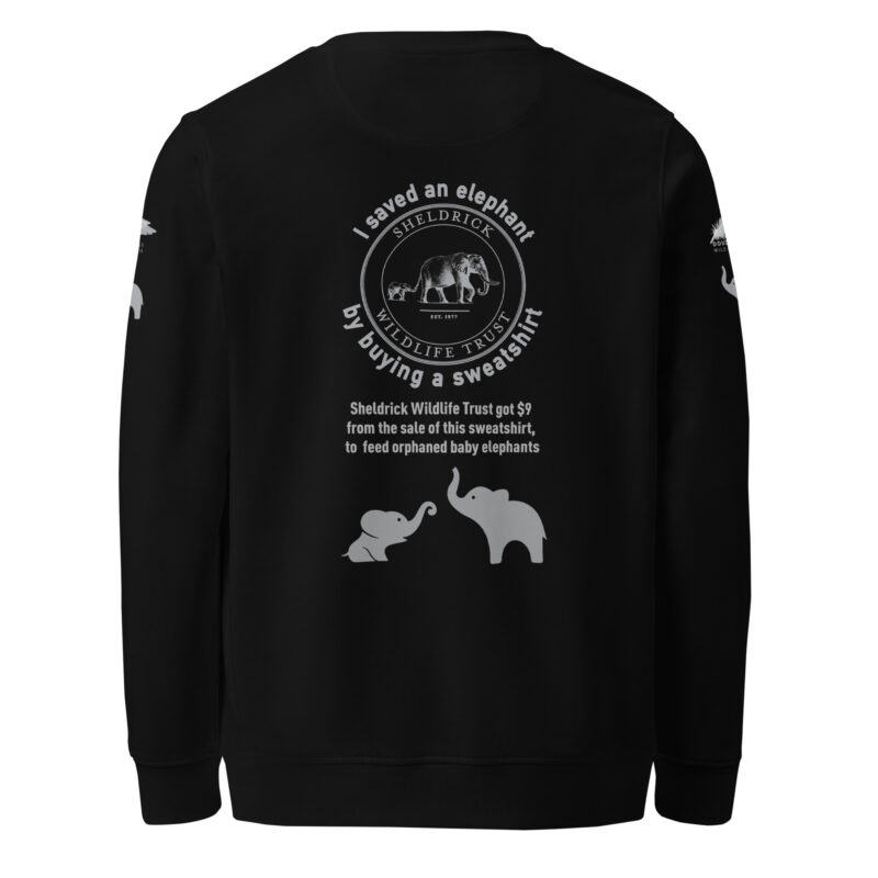 Unisex organic sweatshirt, save the elephants, grey text - Image 2