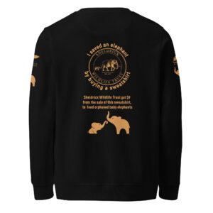 Unisex organic sweatshirt, Save the elephants (posterized art of "Tim",one of te last of thegiant tuskers.