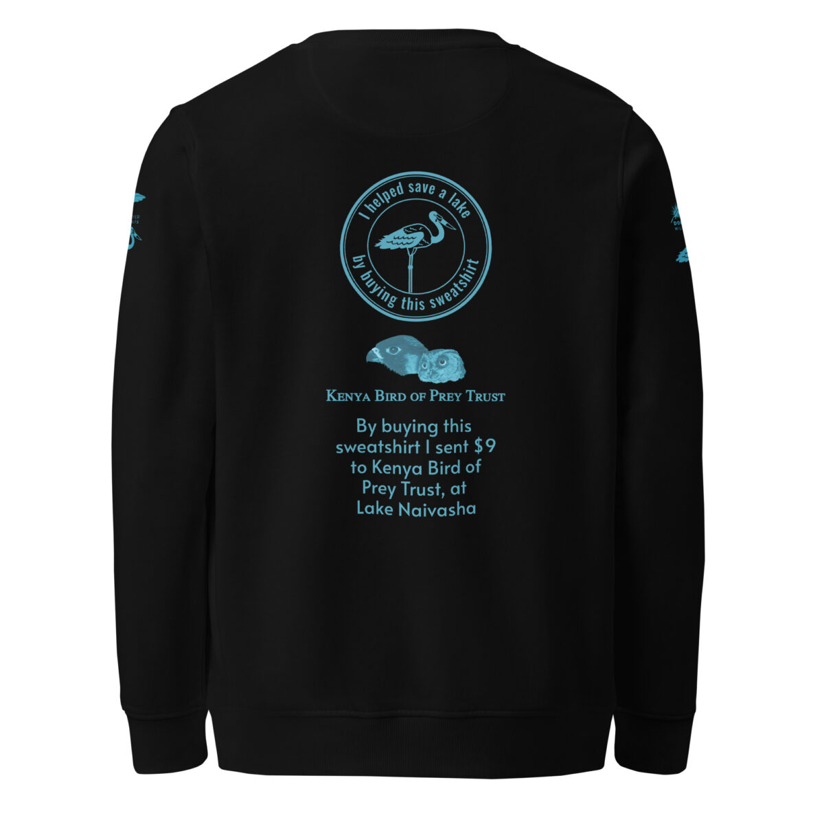 Unisex organic sweatshirt, save Lake Naivasha (saddle-billed stork) - Image 58