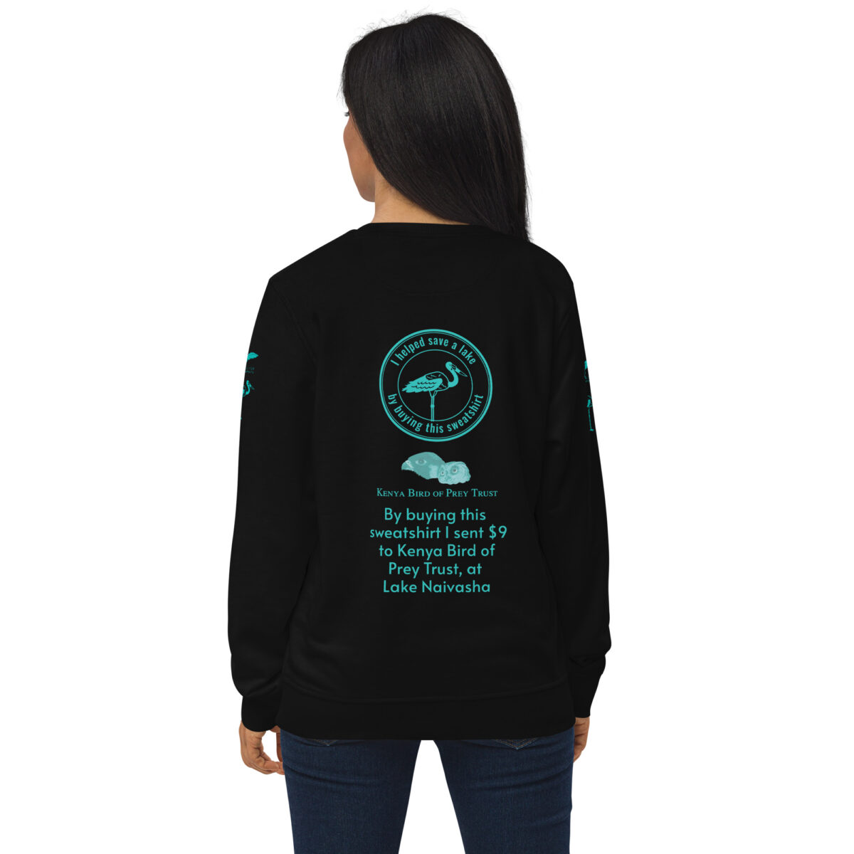 Unisex organic sweatshirt, save Lake Naivasha (saddle-billed stork) - Image 119