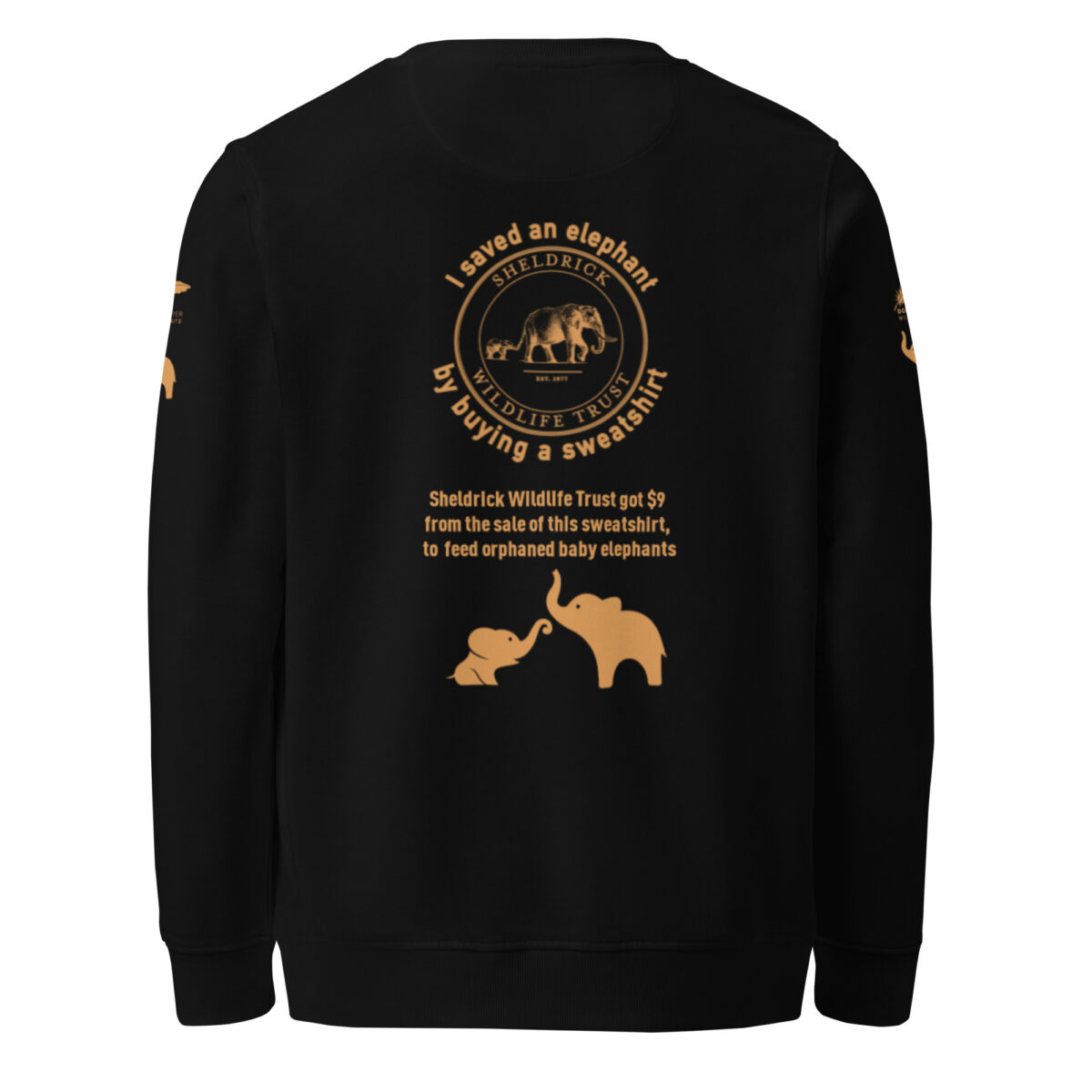 Unisex organic sweatshirt, Save the elephants (posterized art of "Tim",one of te last of thegiant tuskers. - Image 61