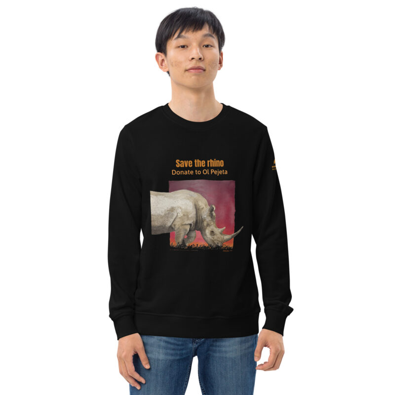 Unisex organic sweatshirt, save the rhino - Image 2