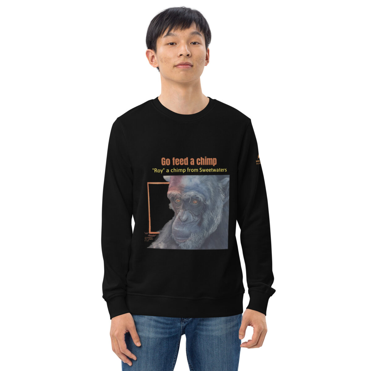 Unisex organic sweatshirt, Go feed a chimp - Image 14