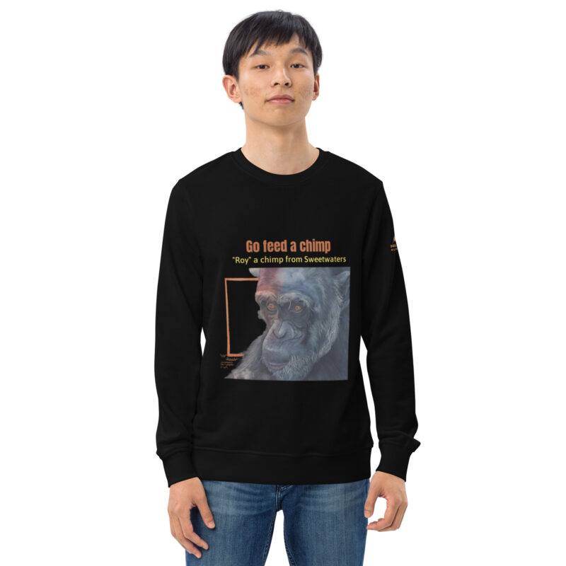 Unisex organic sweatshirt, Go feed a chimp - Image 14
