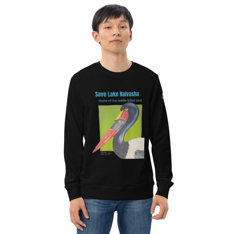 Unisex organic sweatshirt, save Lake Naivasha (saddle-billed stork) - Image 20