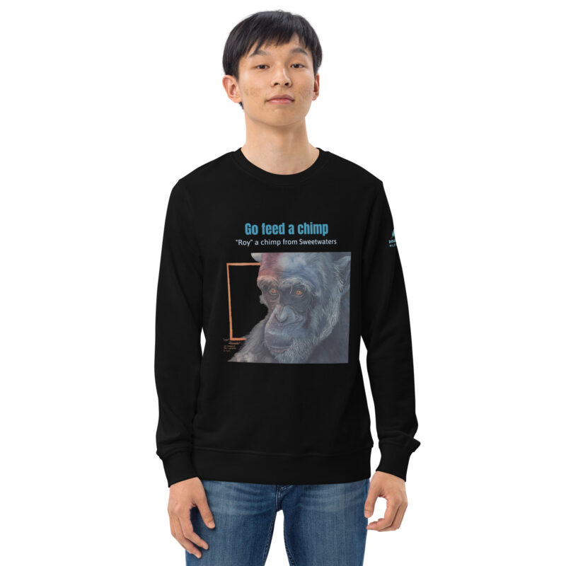 Unisex organic sweatshirt, Go feed a chimp - Image 17