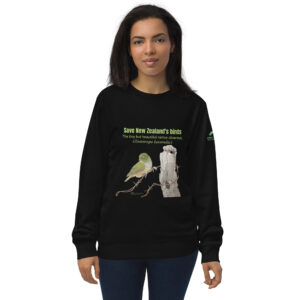 Unisex organic sweatshirt, Save New Zealand's birds