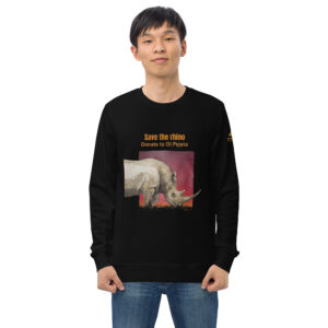Unisex organic sweatshirt, save the rhino