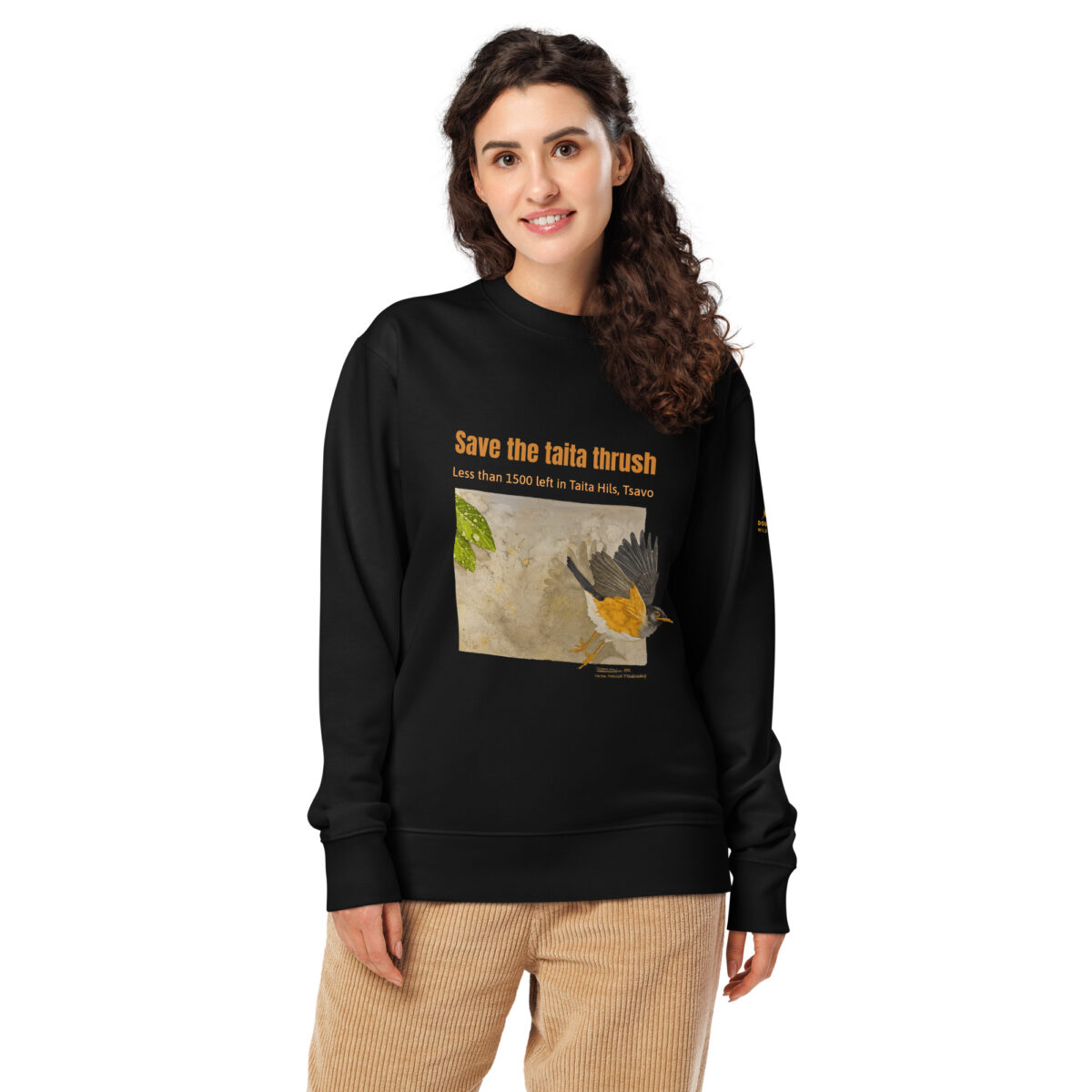 Unisex organic sweatshirt 2, Save the Taita thrush - Image 2