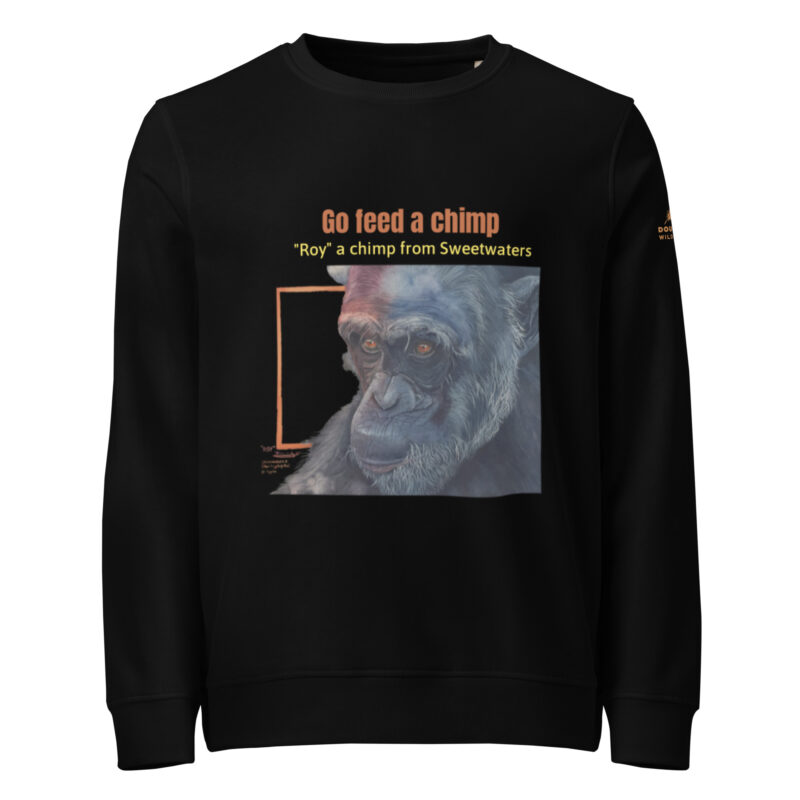 Unisex organic sweatshirt, Go feed a chimp - Image 2