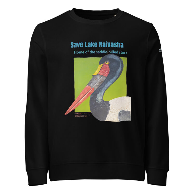 Unisex organic sweatshirt, save Lake Naivasha (saddle-billed stork) - Image 3