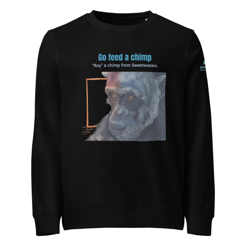 Unisex organic sweatshirt, Go feed a chimp - Image 3