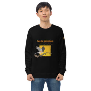 Unisex organic sweatshirt, save the sparrowhawk