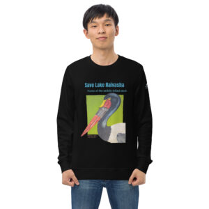 Unisex organic sweatshirt, save the saddle-billed stork