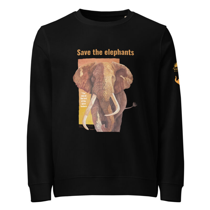 Unisex organic sweatshirt, Save the elephants ("Tim") - Image 3