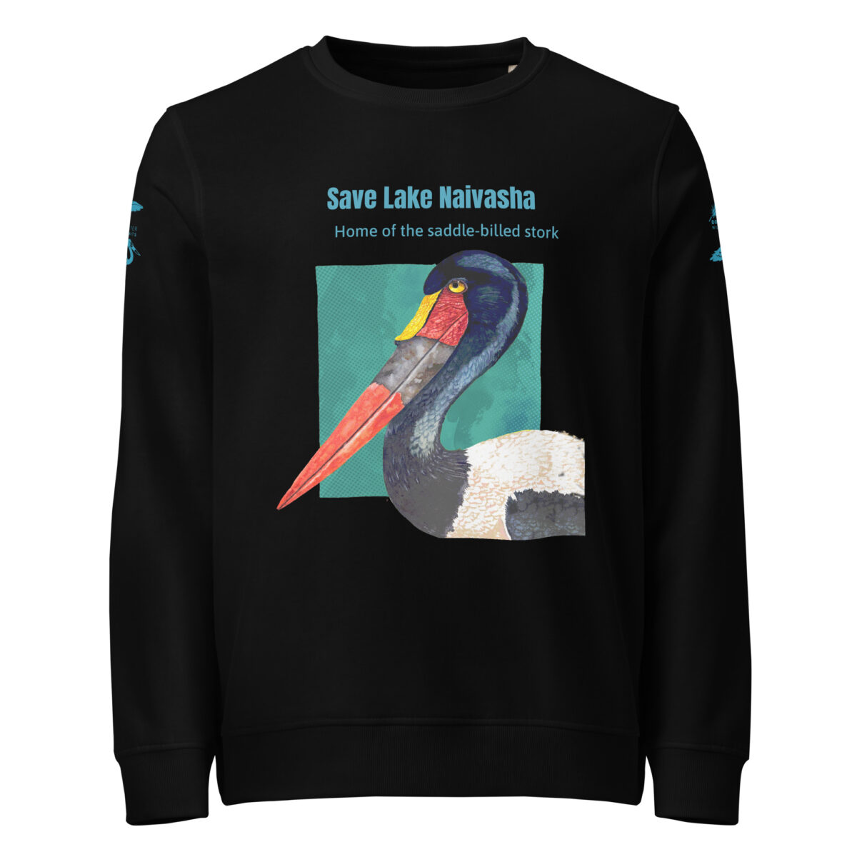 Unisex organic sweatshirt, save Lake Naivasha (saddle-billed stork) - Image 57