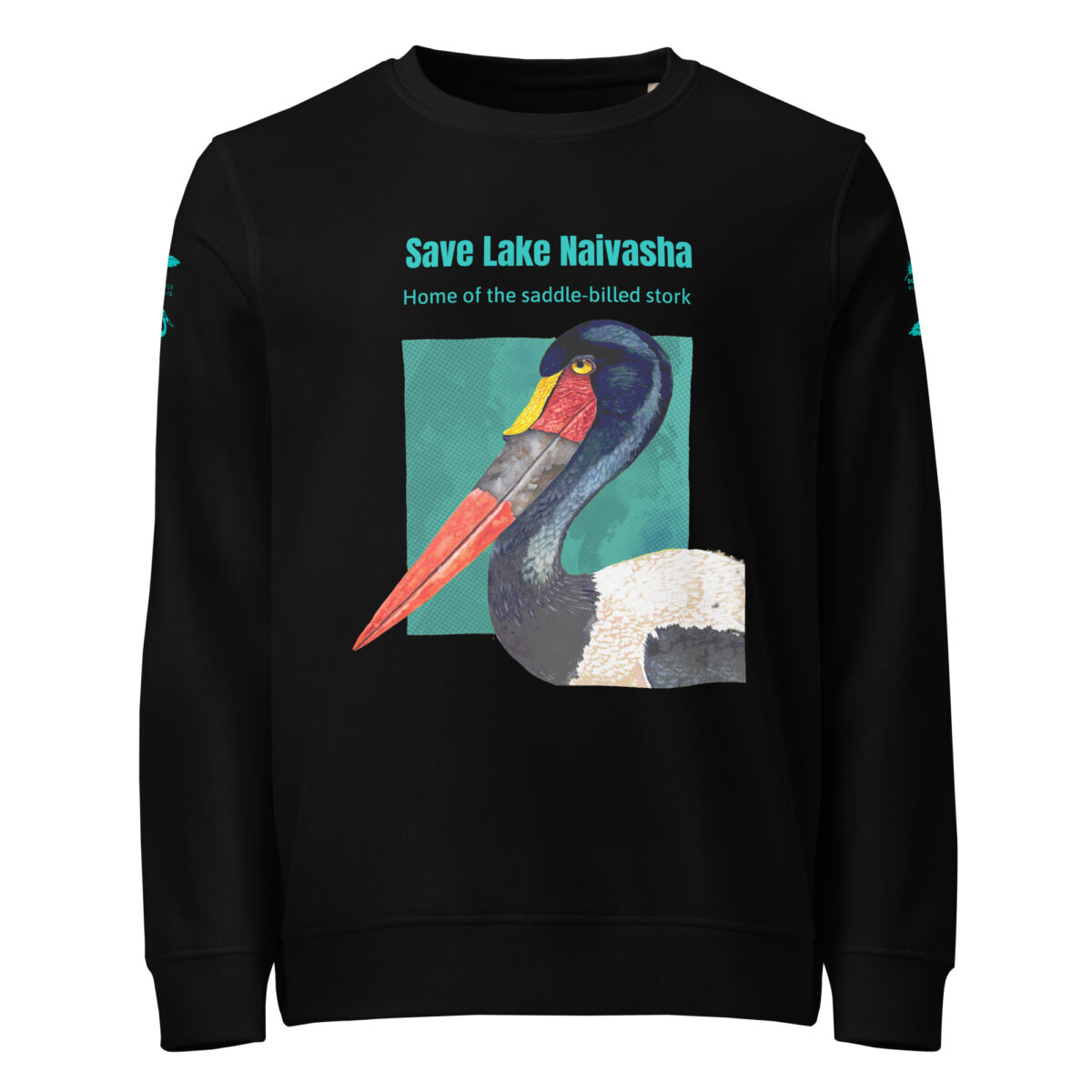 Unisex organic sweatshirt, save Lake Naivasha (saddle-billed stork) - Image 101