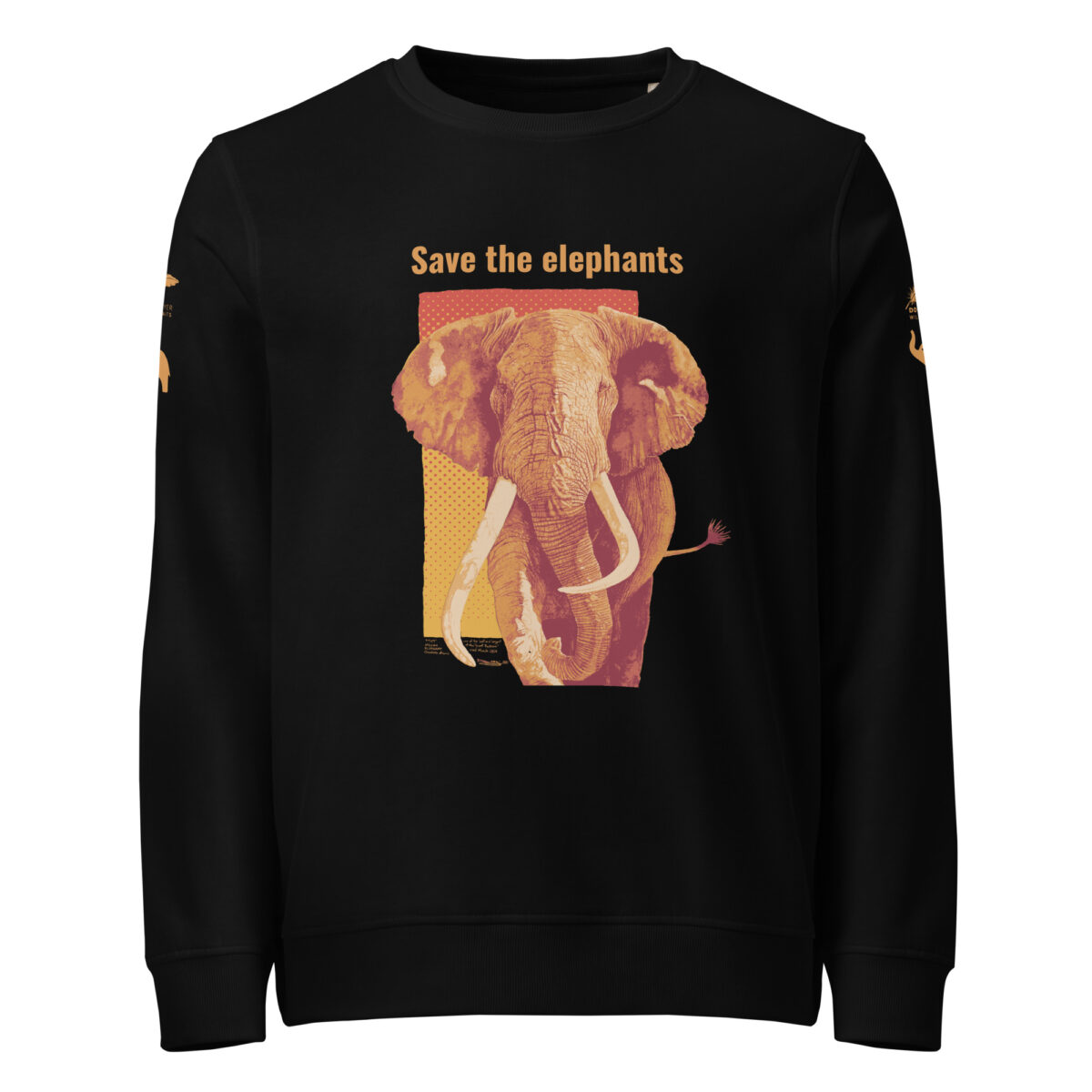 Unisex organic sweatshirt, Save the elephants (posterized art of "Tim",one of te last of thegiant tuskers. - Image 31