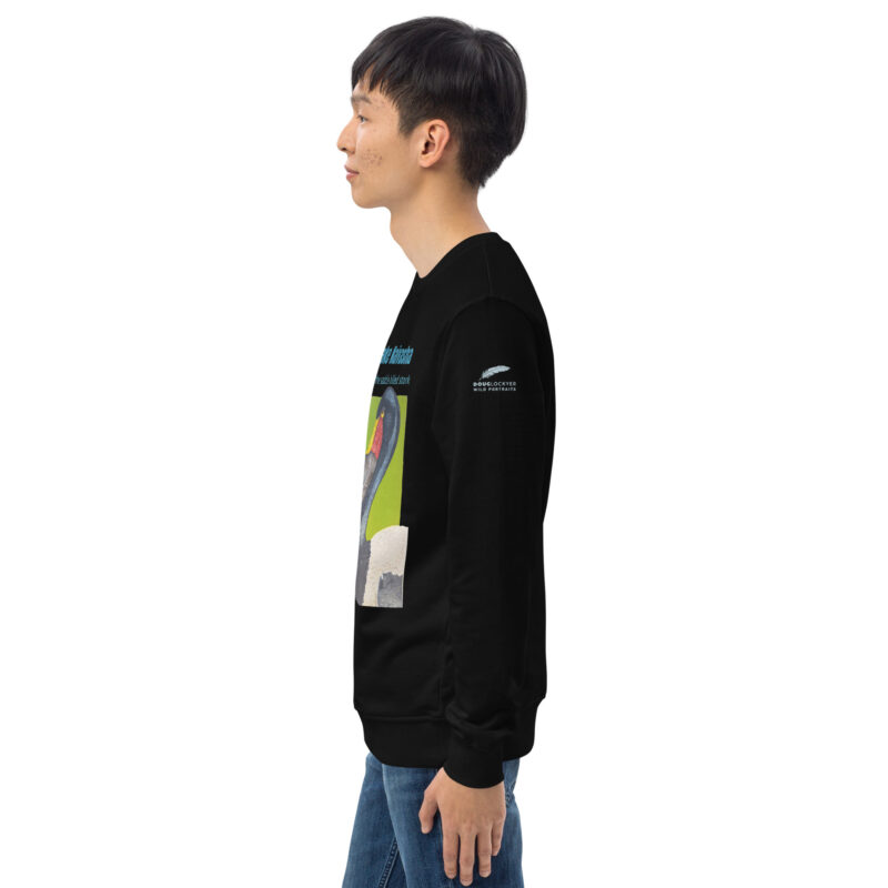 Unisex organic sweatshirt, save Lake Naivasha (saddle-billed stork) - Image 22
