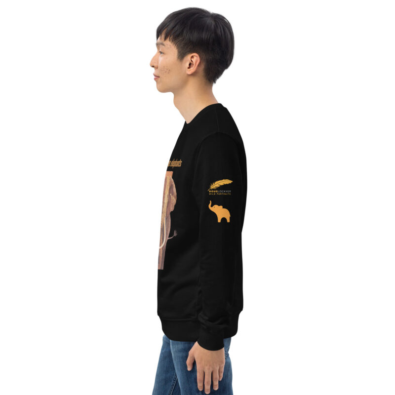 Unisex organic sweatshirt, Save the elephants ("Tim") - Image 16