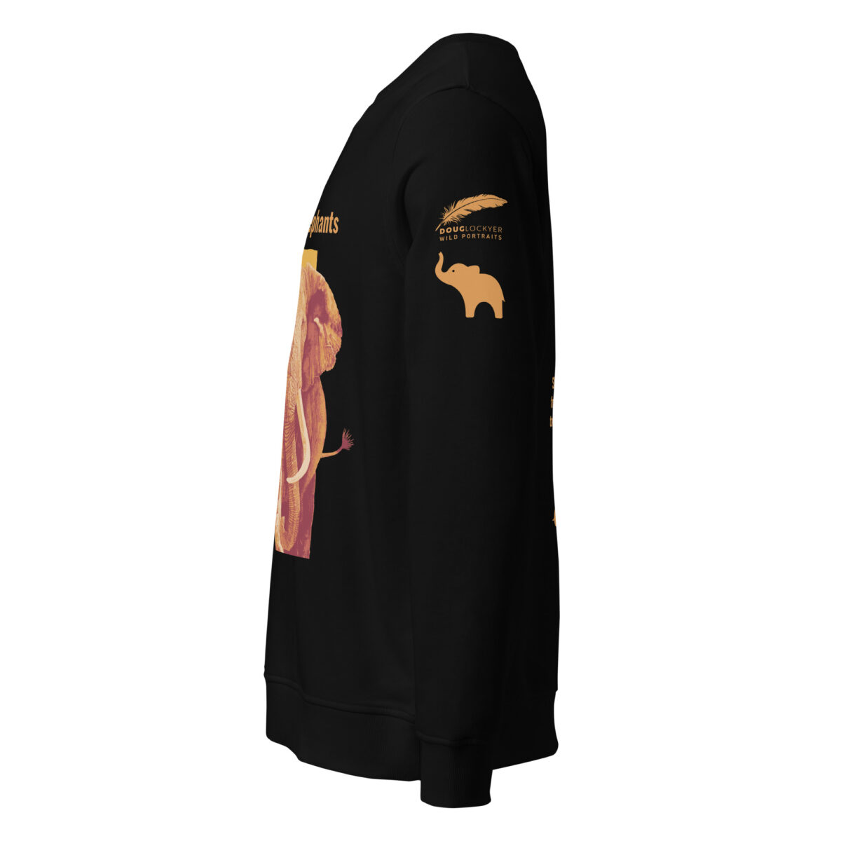 Unisex organic sweatshirt, Save the elephants (posterized art of "Tim",one of te last of thegiant tuskers. - Image 3