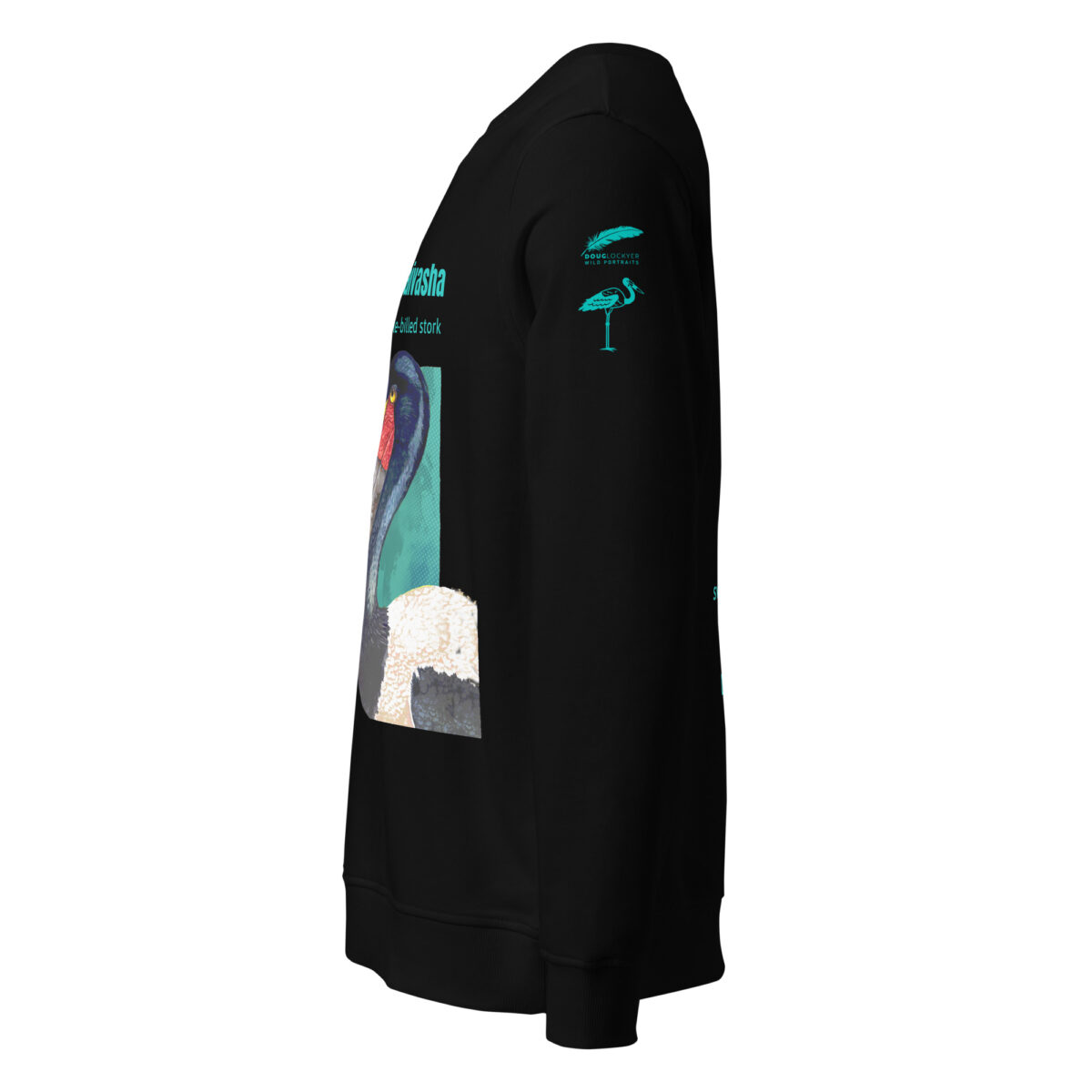 Unisex organic sweatshirt, save Lake Naivasha (saddle-billed stork) - Image 100