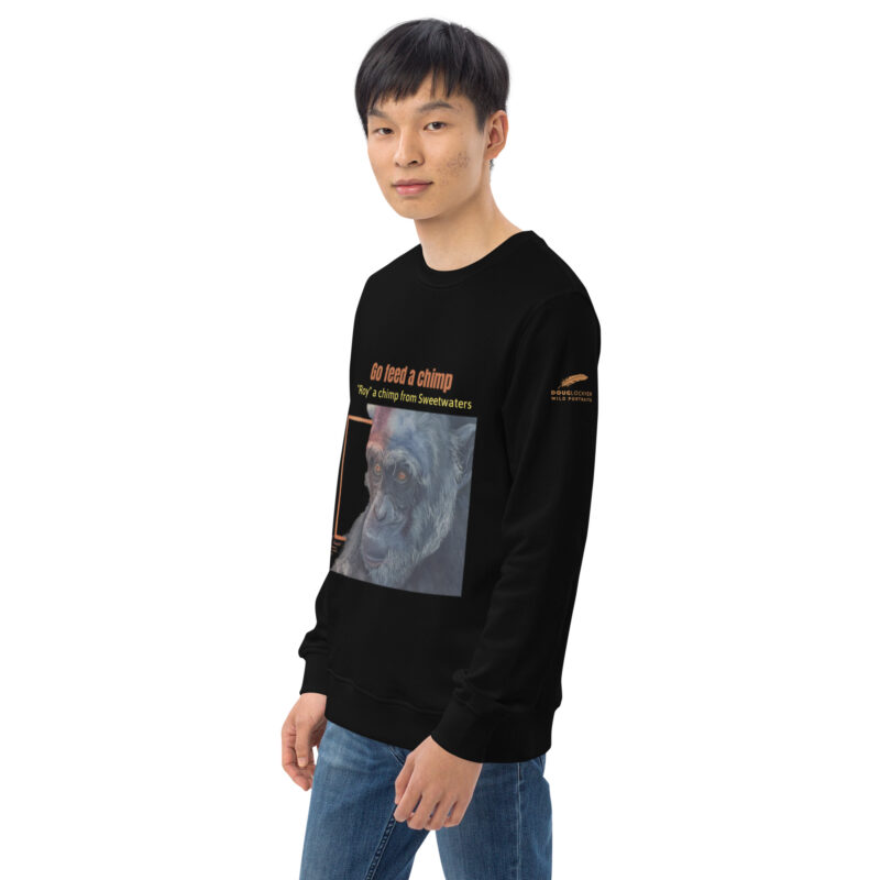 Unisex organic sweatshirt, Go feed a chimp - Image 17