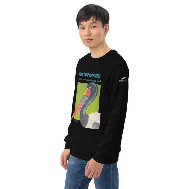 Unisex organic sweatshirt, save Lake Naivasha (saddle-billed stork) - Image 23