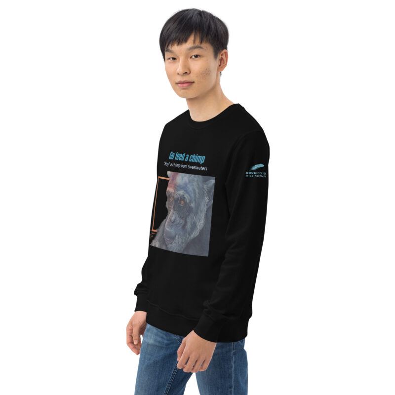 Unisex organic sweatshirt, Go feed a chimp - Image 20