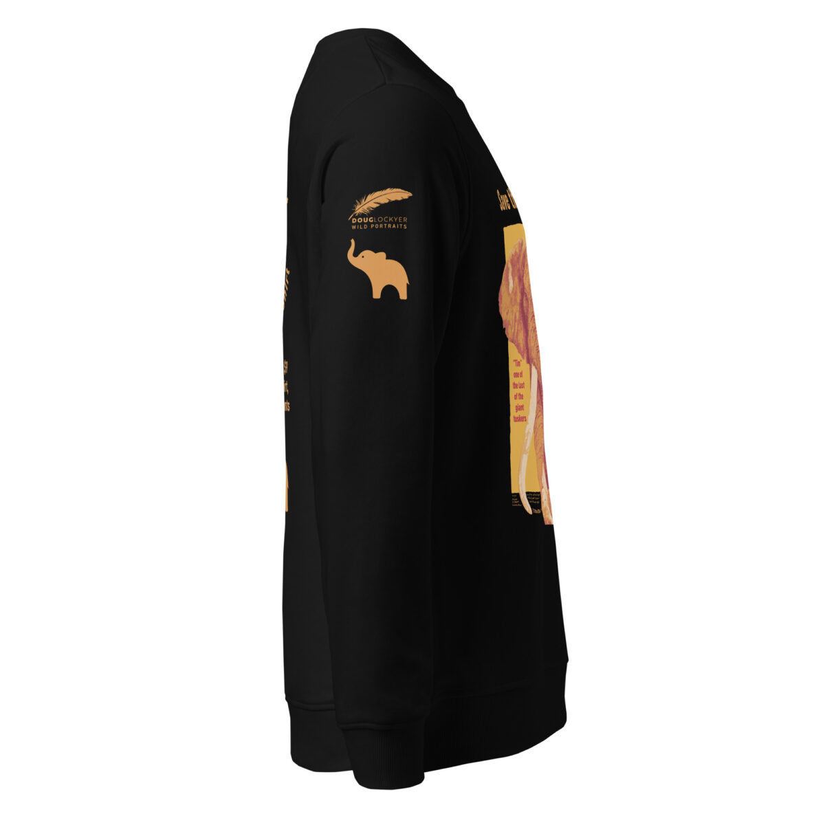 Unisex organic sweatshirt, Save the elephants (posterized art of "Tim",one of te last of thegiant tuskers. - Image 4