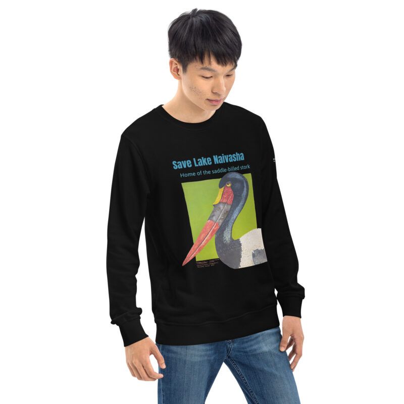 Unisex organic sweatshirt, save Lake Naivasha (saddle-billed stork) - Image 25
