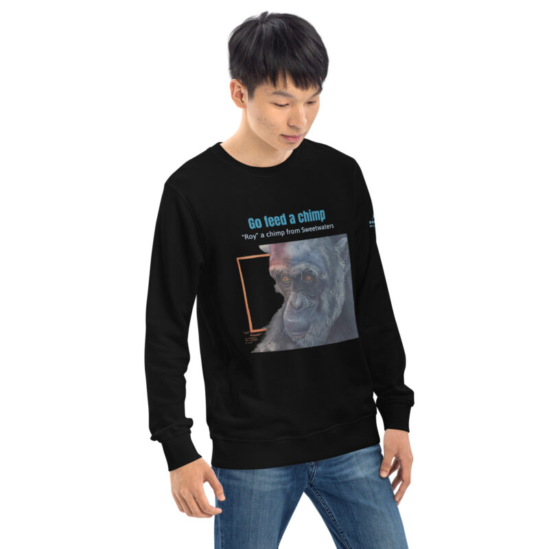 Unisex organic sweatshirt, Go feed a chimp - Image 22