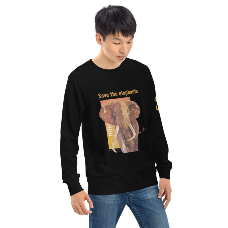 Unisex organic sweatshirt, Save the elephants ("Tim") - Image 19