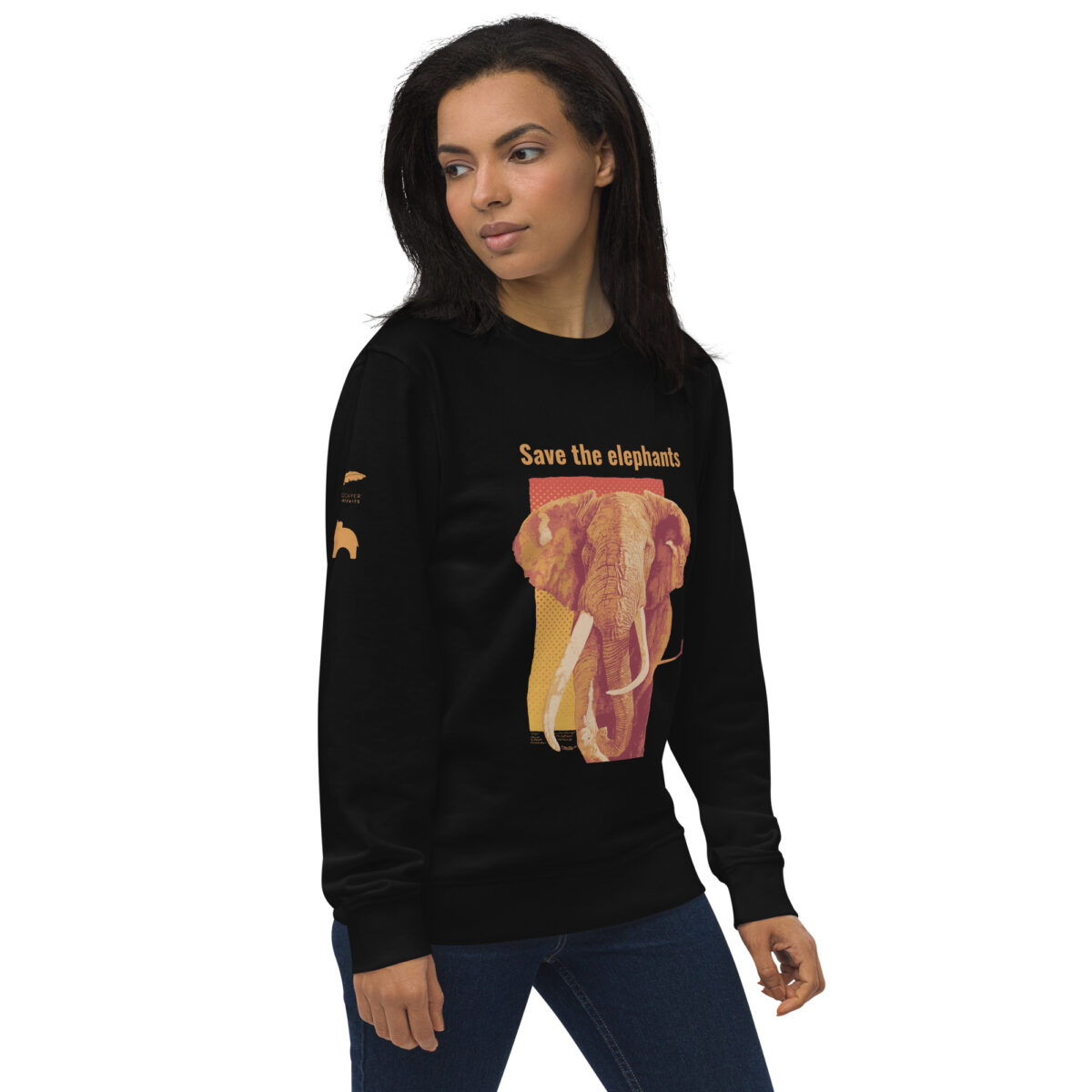 Unisex organic sweatshirt, Save the elephants (posterized art of "Tim",one of te last of thegiant tuskers. - Image 47