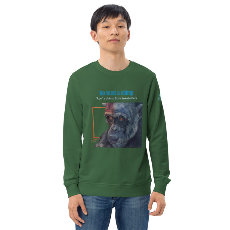 Unisex organic sweatshirt, Go feed a chimp - Image 38