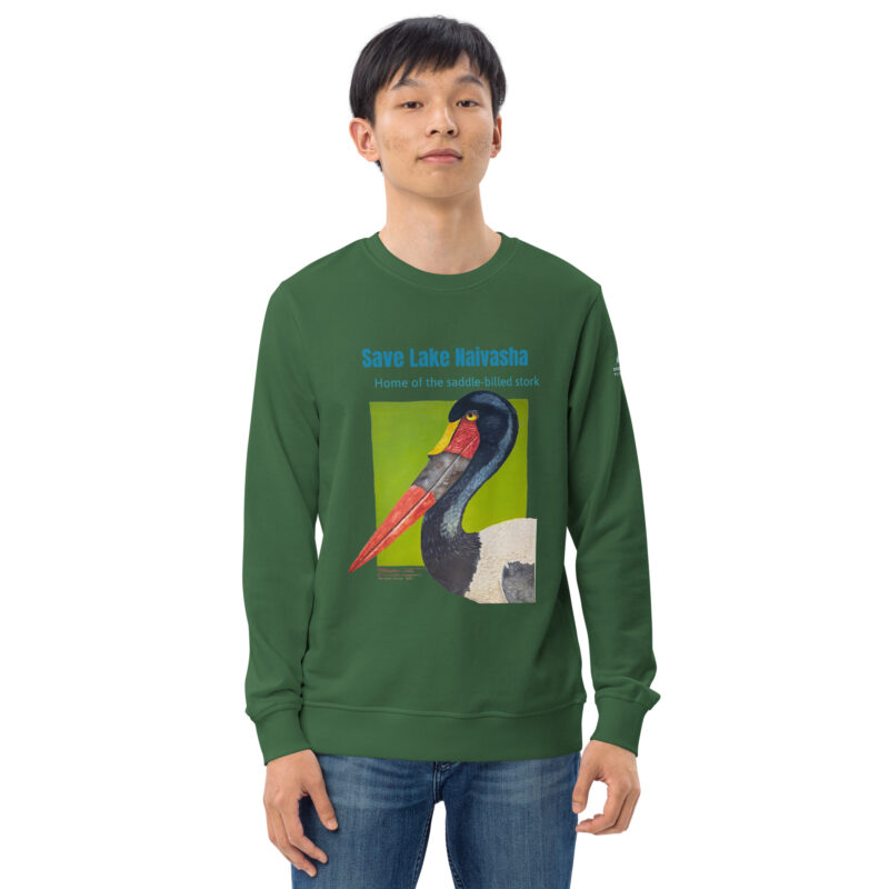 Unisex organic sweatshirt, save the saddle-billed stork - Image 38