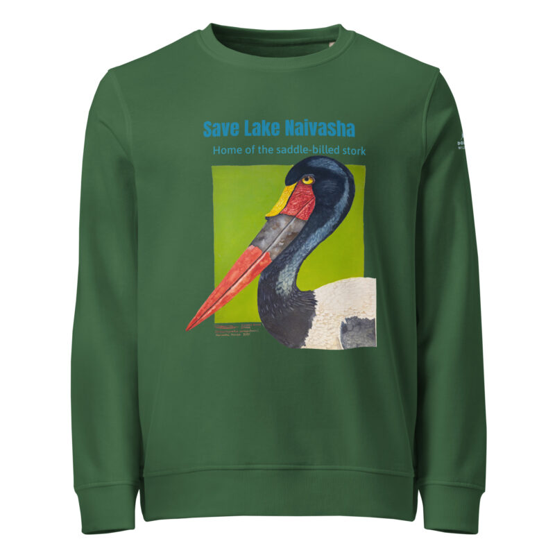 Unisex organic sweatshirt, save Lake Naivasha (saddle-billed stork) - Image 12