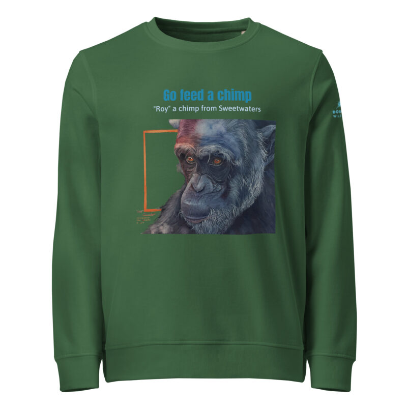 Unisex organic sweatshirt, Go feed a chimp - Image 11