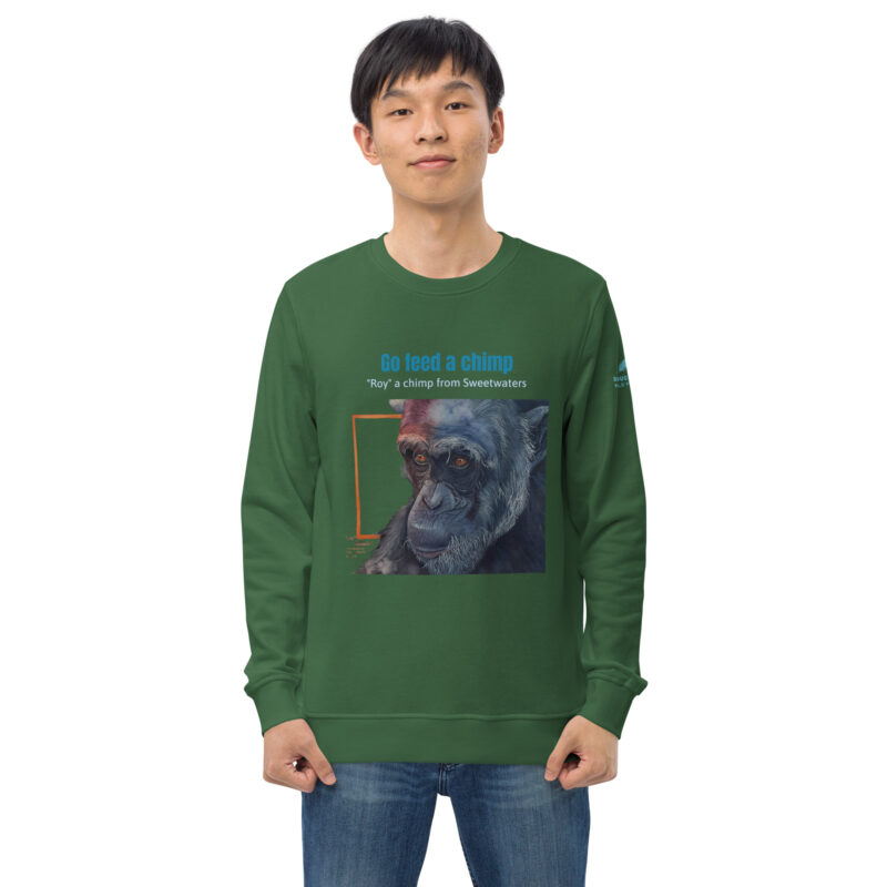 Unisex organic sweatshirt, Go feed a chimp - Image 37