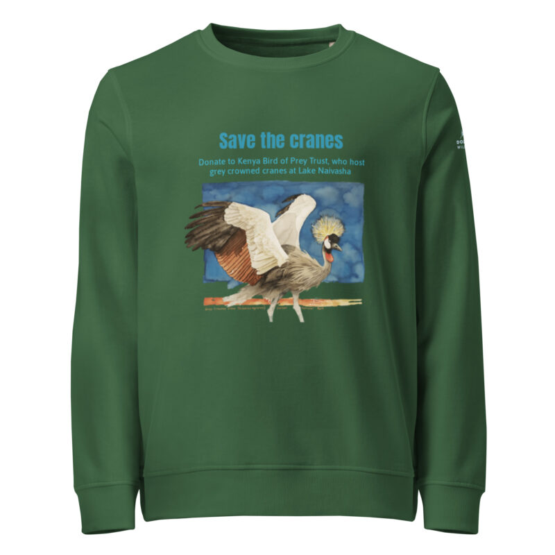 Unisex organic sweatshirt, save the cranes - Image 9