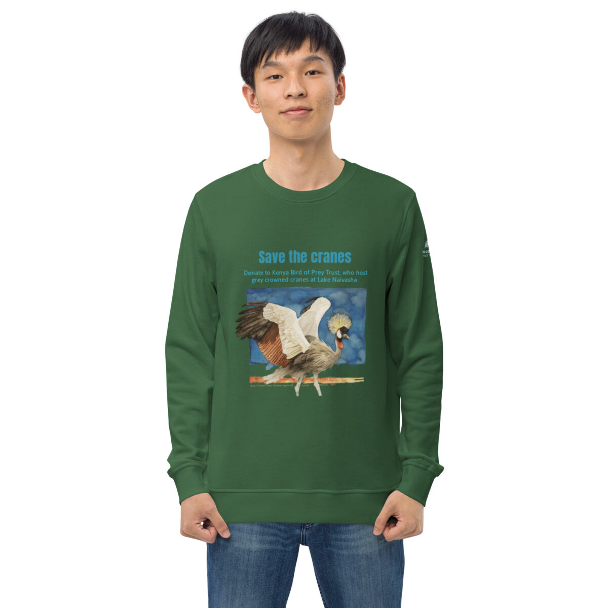 Unisex organic sweatshirt, save the cranes - Image 34