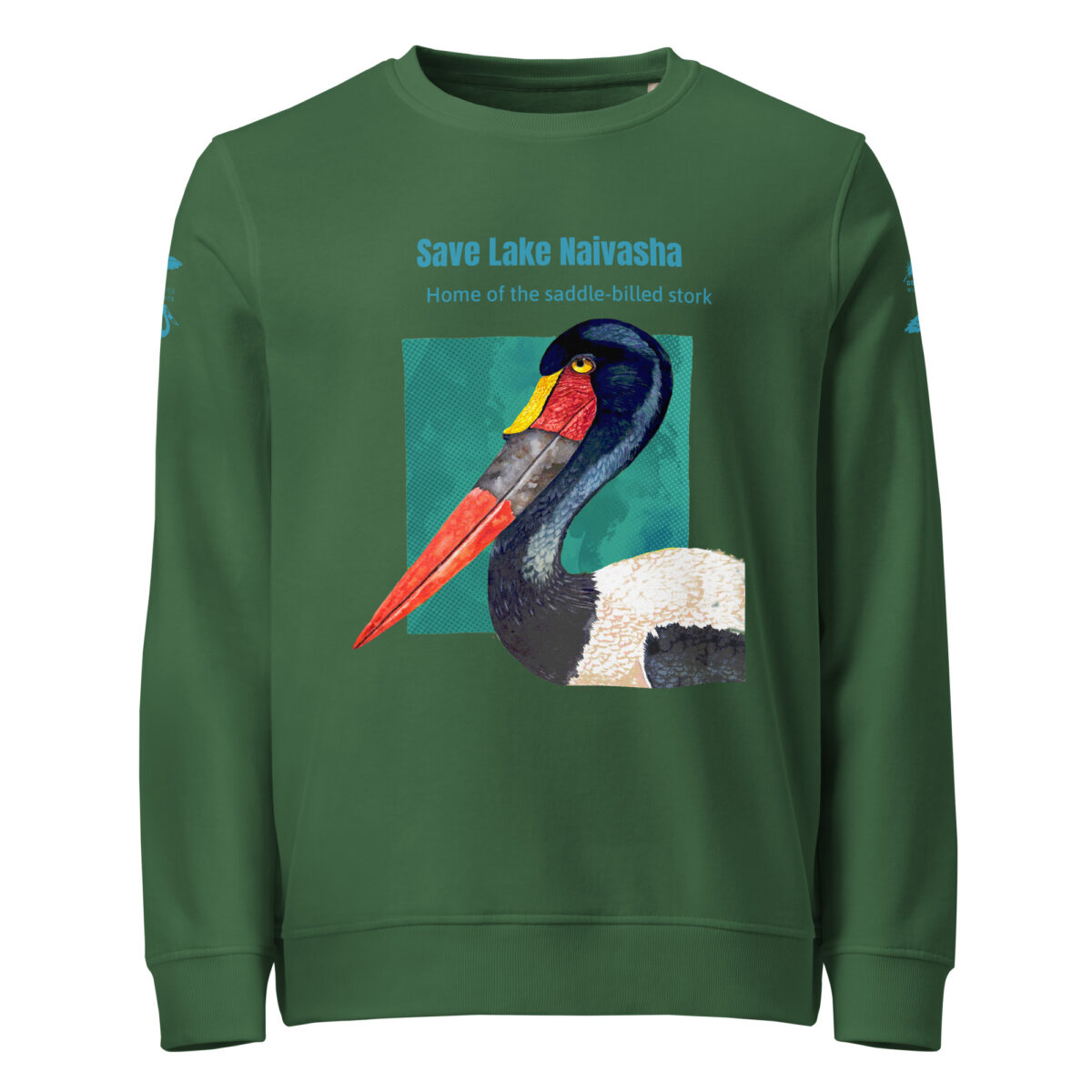 Unisex organic sweatshirt, save Lake Naivasha (saddle-billed stork) - Image 61