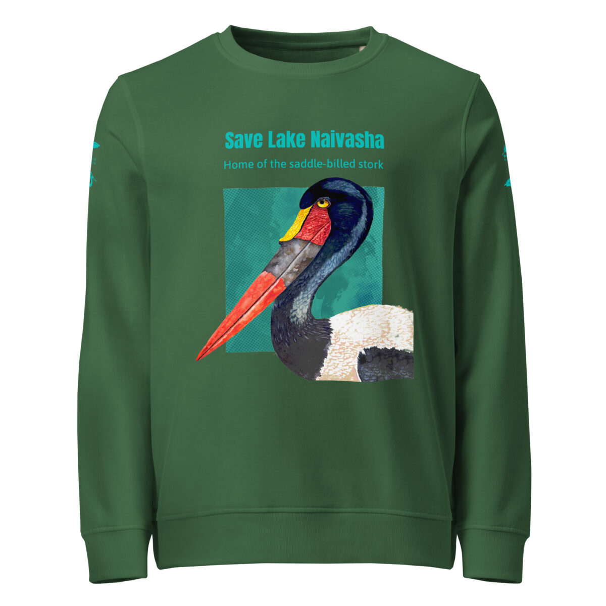 Unisex organic sweatshirt, save Lake Naivasha (saddle-billed stork) - Image 113