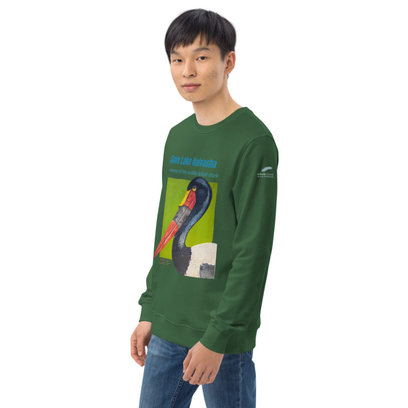 Unisex organic sweatshirt, save Lake Naivasha (saddle-billed stork) - Image 44