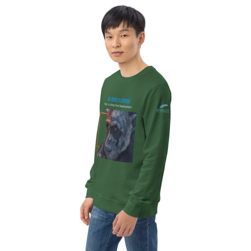 Unisex organic sweatshirt, Go feed a chimp - Image 41