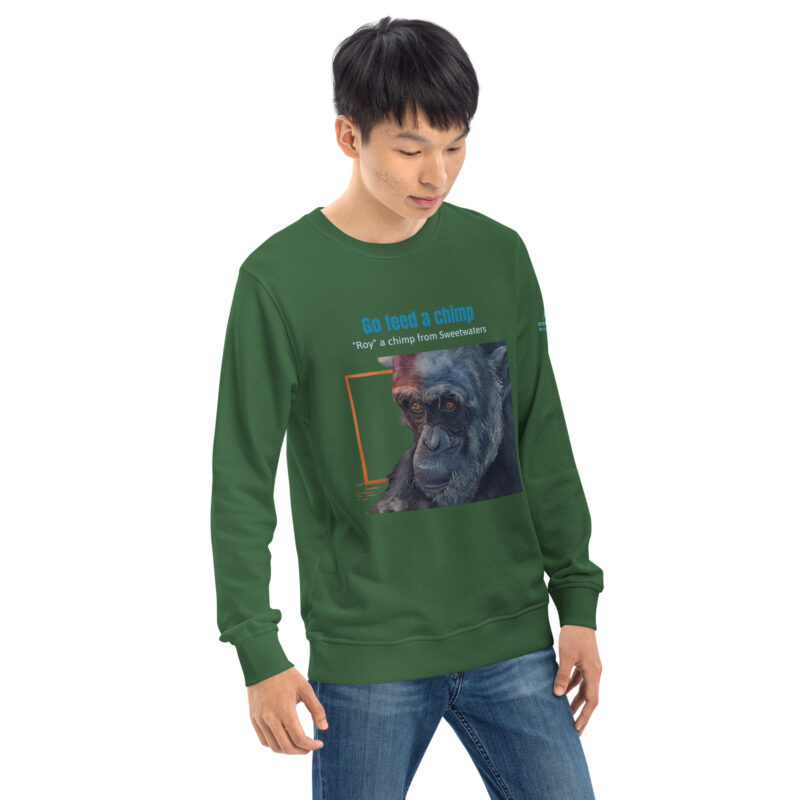 Unisex organic sweatshirt, Go feed a chimp - Image 43