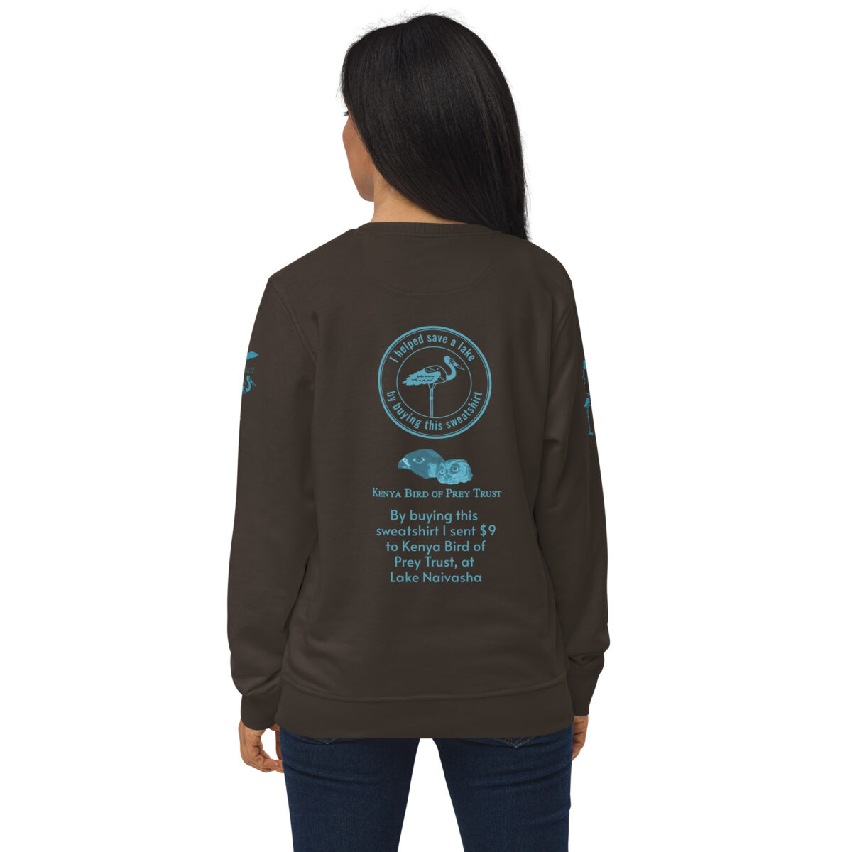 Unisex organic sweatshirt, save Lake Naivasha (saddle-billed stork) - Image 82