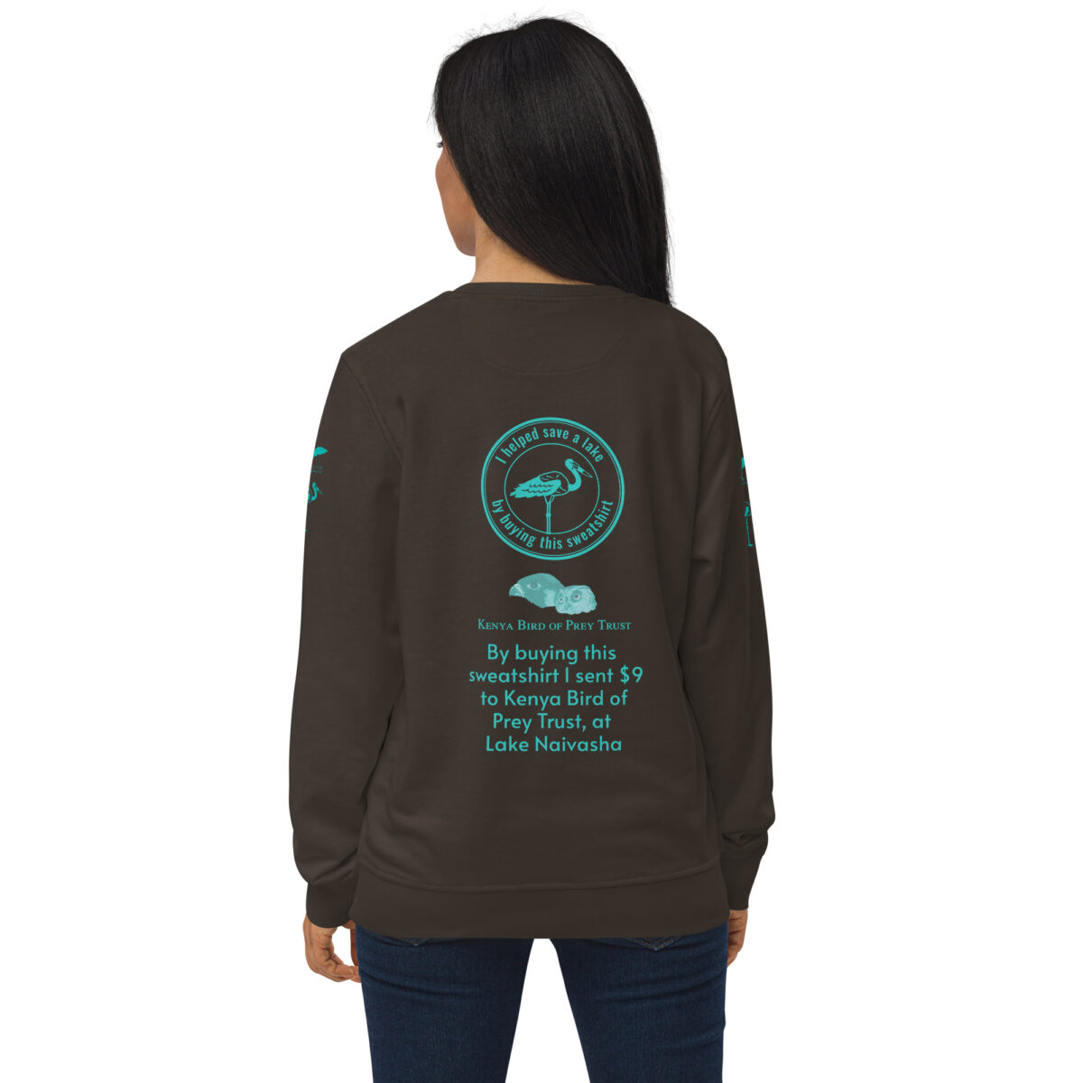 Unisex organic sweatshirt, save Lake Naivasha (saddle-billed stork) - Image 123