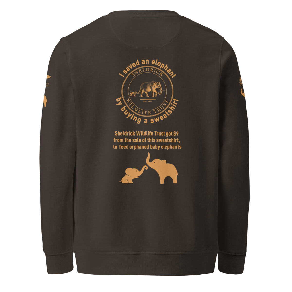 Unisex organic sweatshirt, Save the elephants (posterized art of "Tim",one of te last of thegiant tuskers. - Image 36