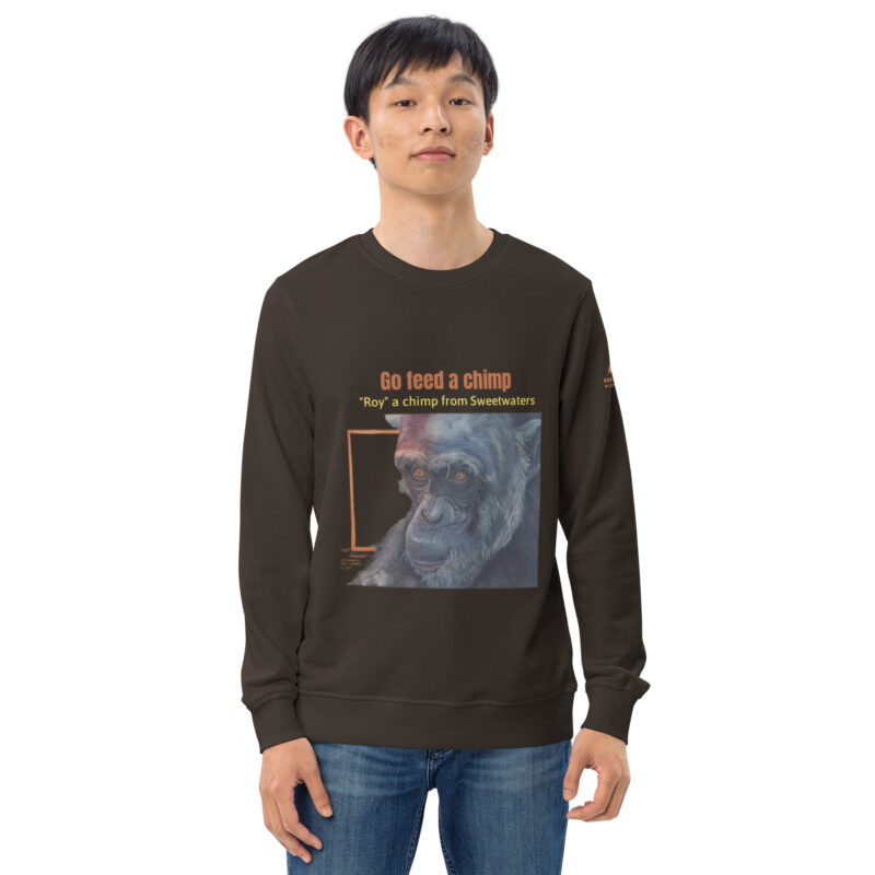 Unisex organic sweatshirt, Go feed a chimp - Image 21